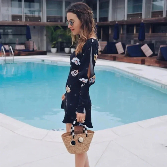 Free People Sunshadows Split-Sleeve Mini Dress in Night Combo Bohemian Date 0 - Picture 6 of 10